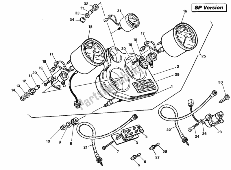 All parts for the Meter Ht, Sp of the Ducati Supersport 900 SS USA 1993
